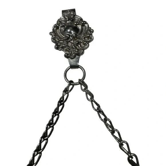 Vintage Victorian Style Silver Tone Mounted Black Velvet Bag with Belt Clip - Picture 3 of 14